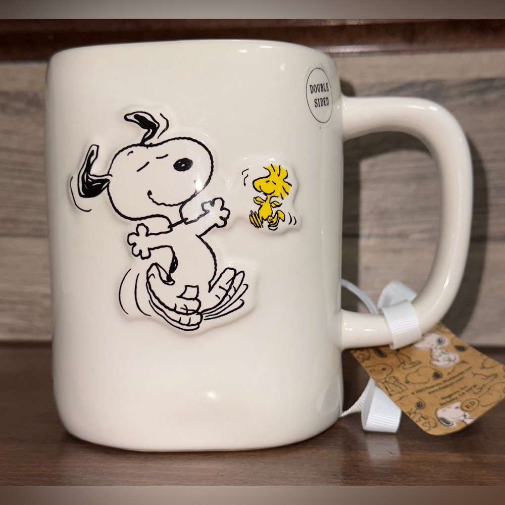 Cute 🥰 Rae Dunn Peanuts SNOOPY & WOODSTOCK  "Best Friends" 3D 18oz Ceramic Mug
